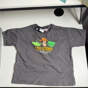 Zara Gray Tee with Orange Cowboy and Green Alien Graphics